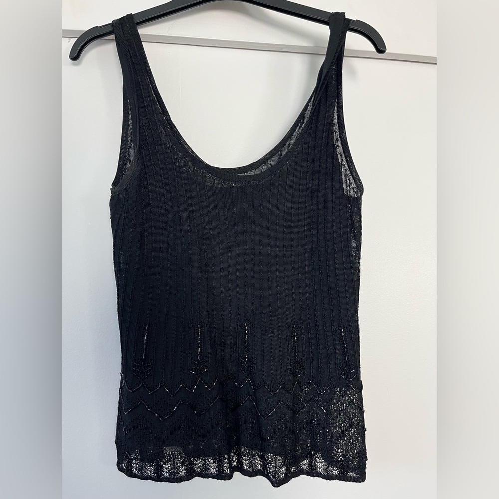 Black beaded tank top with under layer.